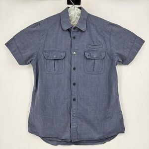 Howe‎ Shirt Mens Medium Button Up Blue Casual Short Sleeve Creates